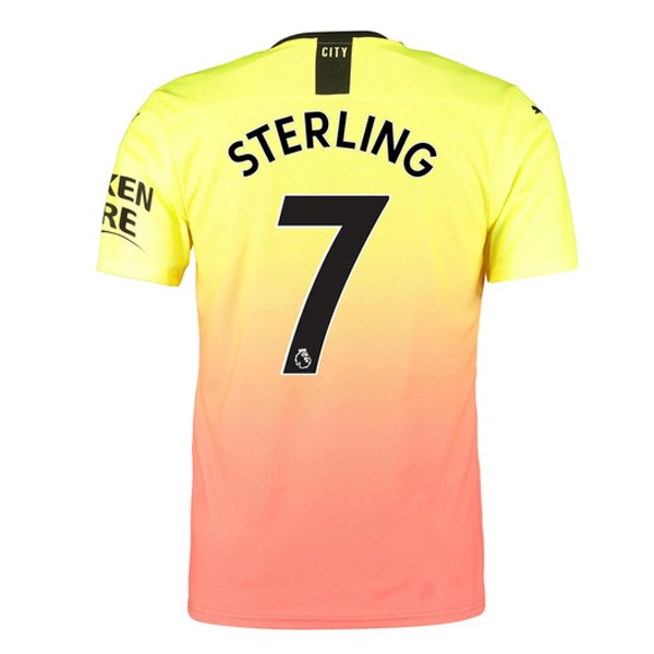 Camiseta Manchester City NO.7 Sterling Replica Tercera Ropa 2019/20 Naranja